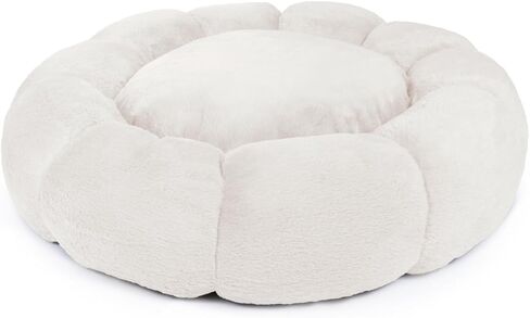 Sherry Kline Pets “Daisy Round" Donut Shape Calming Bed for Dogs and Cats, from Soft Faux Fur, Available in 4 Sizes, Machine Washable in Saudi Arabia