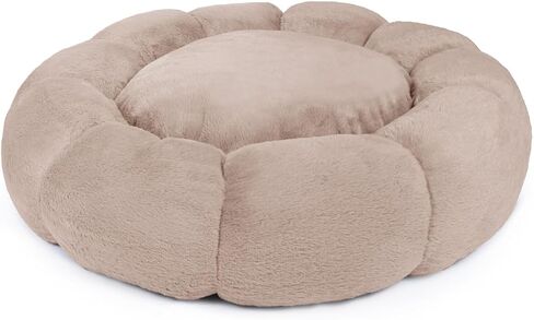 Sherry Kline Pets “Daisy Round" Donut Shape Calming Bed for Dogs and Cats, from Soft Faux Fur, Available in 4 Sizes, Machine Washable in Saudi Arabia