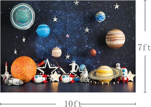 MEHOFOND 7x5ft Outer Space Photography Backdrop Universe Planet Star Galaxy Astronaut Rocket Kids Birthday Party Decoration Boy Portrait Photo Background Props Banner in Kuwait