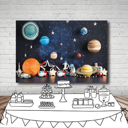 MEHOFOND 7x5ft Outer Space Photography Backdrop Universe Planet Star Galaxy Astronaut Rocket Kids Birthday Party Decoration Boy Portrait Photo Background Props Banner in Kuwait