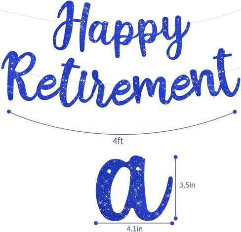 Beishida Blue Glitter Banner Happy Retirement Banner - زخرفة لافتة ما قبل الشوط in Kuwait