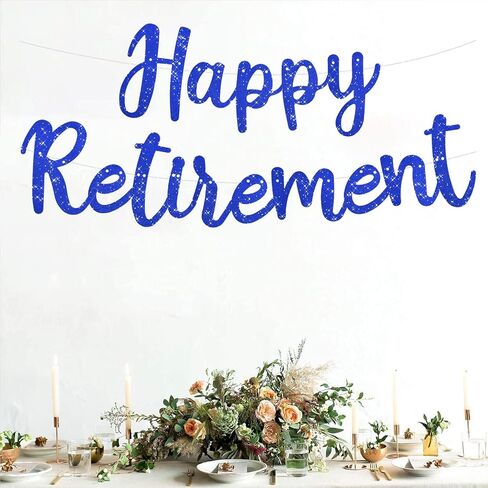 Beishida Blue Glitter Banner Happy Retirement Banner - زخرفة لافتة ما قبل الشوط in Kuwait