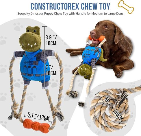 OneTigris Dog Squeak Toys Cute Dinosaurs with Soft Squeaker, Fun for Indoor Puppies and Senior Pups, CONSTRUCTOREX Chew Toy for Large Dogs(Orange) in Saudi Arabia