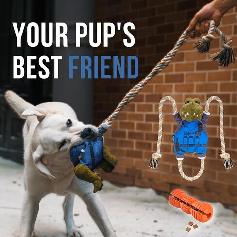 OneTigris Dog Squeak Toys Cute Dinosaurs with Soft Squeaker, Fun for Indoor Puppies and Senior Pups, CONSTRUCTOREX Chew Toy for Large Dogs(Orange) in Saudi Arabia