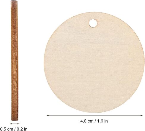 100pcs Round Wood Chips Wood Slices Wood Circle Pendants Round Slice Pendants DIY Crafts Wooden Craft Ornaments Plant Label Pendants DIY Craft Decor Blank Wood Circles in Saudi Arabia