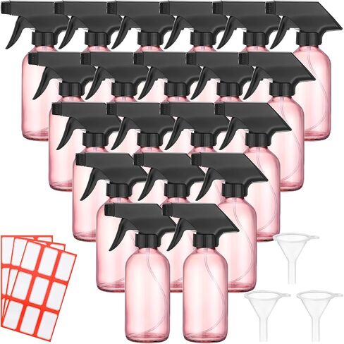 Norme 24 Pcs Glass Spray Bottles 8 oz Spray Bottles with Funnels and Labels Refillable Cosmetic Empty Spray Bottles with Trigger Sprayer Containers for Essential Oil Cleaning Solutions (Blue) in Kuwait