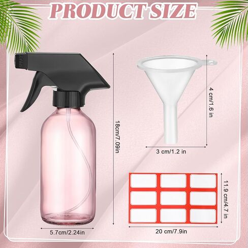 Norme 24 Pcs Glass Spray Bottles 8 oz Spray Bottles with Funnels and Labels Refillable Cosmetic Empty Spray Bottles with Trigger Sprayer Containers for Essential Oil Cleaning Solutions (Blue) in Kuwait