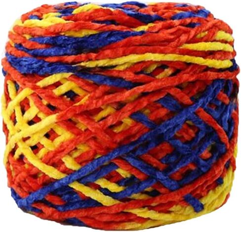 200g Multicolor Chenille Velvet Yarn for Hand Knitting Sweater, Scarf, Hat, Shoes - Orange, Red, White in Saudi Arabia