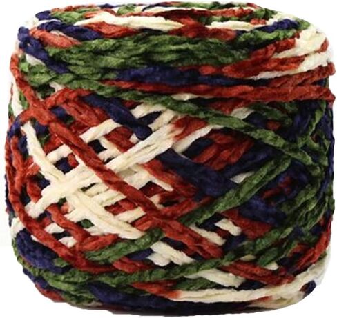 200g Multicolor Chenille Velvet Yarn for Hand Knitting Sweater, Scarf, Hat, Shoes - Orange, Red, White in Saudi Arabia