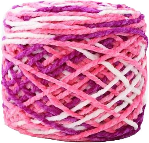 200g Multicolor Chenille Velvet Yarn for Hand Knitting Sweater, Scarf, Hat, Shoes - Orange, Red, White in Saudi Arabia