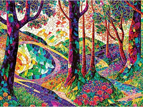 RoseArt - Stained Glass - The Sun Shines on Dreamland - 300 Piece Adult Jigsaw Puzzle for Adults in Kuwait