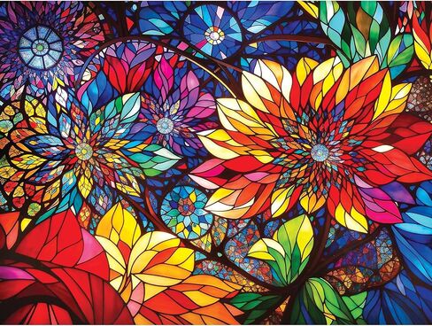 RoseArt - Stained Glass - The Sun Shines on Dreamland - 300 Piece Adult Jigsaw Puzzle for Adults in Kuwait