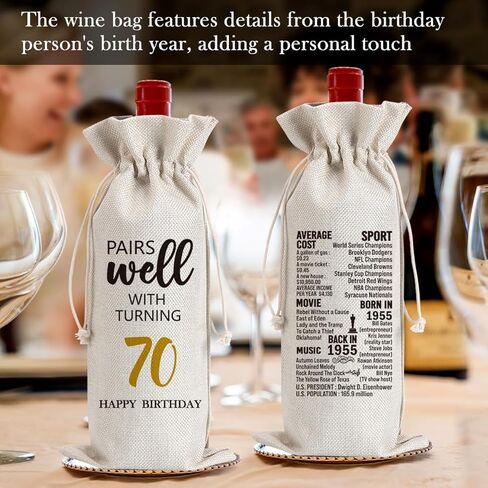 أفكار هدايا عيد ميلاد 60 للنساء الرجال ، 60 عامًا من هدايا حقيبة النبيذ زخرفة الحفلات ، ديكور عيد ميلاد سعيد 60 in Kuwait