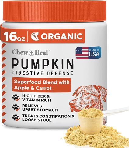 Organic Pumpkin Powder for Dogs - 4 oz of Powder for Dog Digestion with 5cc Scoop - Made with Pumpkin, Apple, and Carrots - Made in The USA in Kuwait