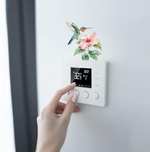 Light Switch Plate Stickers Labels Decals 6Pcs 7"x7" Hummingbird and Flower for Home House Office Kitchen Decorative, Funny Peel and Stick Light Wall Outlet Stickers for Switch Decoration in Saudi Arabia