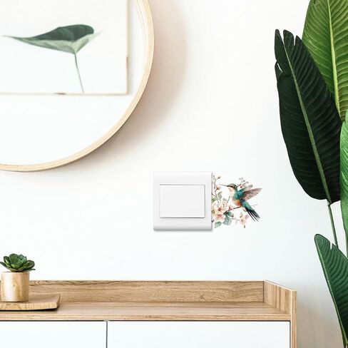 Light Switch Plate Stickers Labels Decals 6Pcs 7"x7" Hummingbird and Flower for Home House Office Kitchen Decorative, Funny Peel and Stick Light Wall Outlet Stickers for Switch Decoration in Saudi Arabia