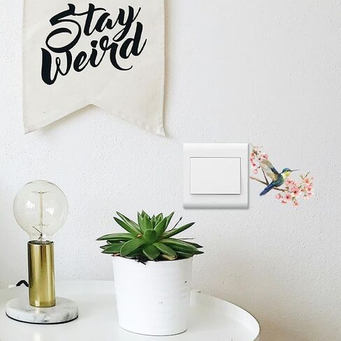 Light Switch Plate Stickers Labels Decals 6Pcs 7"x7" Hummingbird and Flower for Home House Office Kitchen Decorative, Funny Peel and Stick Light Wall Outlet Stickers for Switch Decoration in Saudi Arabia