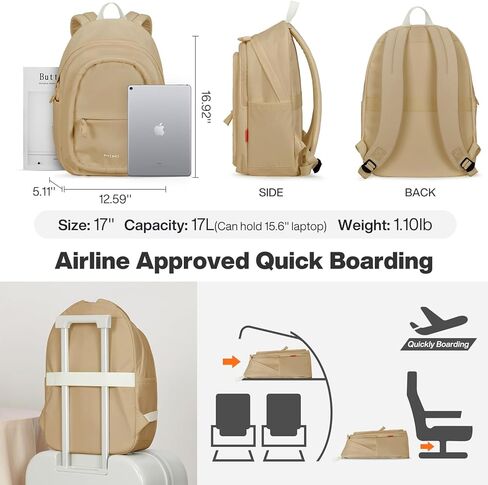 mixi Sweet Design Women Backpack Girls Cute Book Bag with Shockproof 15.6" Laptop Pocket Casual Daily Light Weight, Milky Apricot in Kuwait