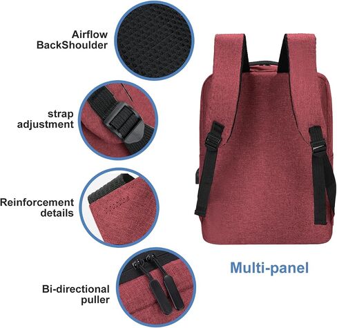 Business Travel Laptop Backpack for Men Women Anti-Theft Rucksack Casual Daypack for Work Carry on bag for weekender (1 zipper, Burgundy) in Saudi Arabia