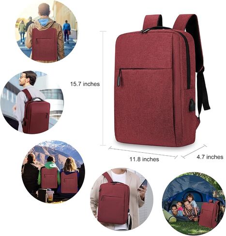 Business Travel Laptop Backpack for Men Women Anti-Theft Rucksack Casual Daypack for Work Carry on bag for weekender (1 zipper, Burgundy) in Saudi Arabia