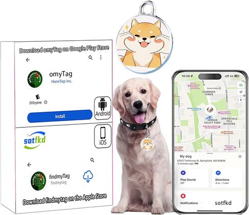 Dog Tracker-Airtag Dog Collar-Android Airtag-GPS Tracker for Dogs-Pet Tracker | Android and iOS Universal | No Charging Required | No Monthly Fee | Works with Any Collar in Saudi Arabia