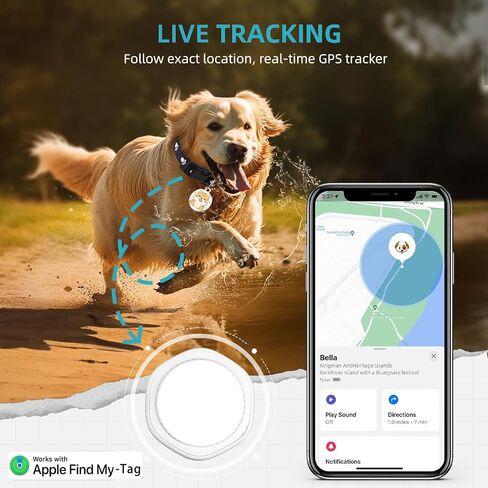 Dog Tracker-Airtag Dog Collar-Android Airtag-GPS Tracker for Dogs-Pet Tracker | Android and iOS Universal | No Charging Required | No Monthly Fee | Works with Any Collar in Saudi Arabia