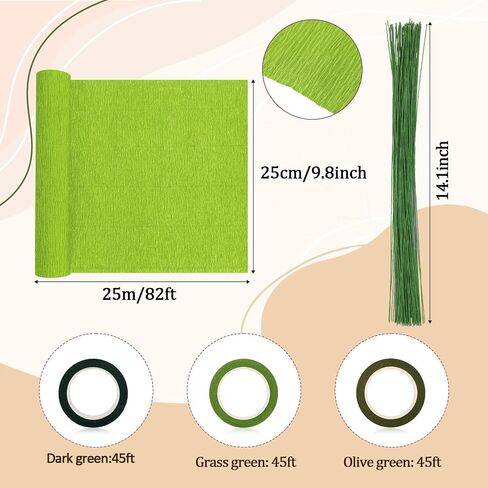 Gilprop 116 PCS Crepe Paper Rolls STELS FLOWER STEM ، تشمل 9.8 × 98 ورقة الورق الاصطناعية 14.76 قدم زهرة الأزهار الزهرية النطاق الزهري لحفلات أعياد الميلاد ديكور مهرجان (وردي) in Kuwait