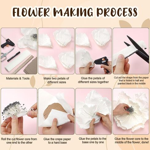Gilprop 116 PCS Crepe Paper Rolls STELS FLOWER STEM ، تشمل 9.8 × 98 ورقة الورق الاصطناعية 14.76 قدم زهرة الأزهار الزهرية النطاق الزهري لحفلات أعياد الميلاد ديكور مهرجان (وردي) in Kuwait