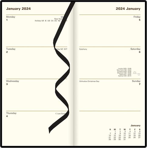 Letts of London® Belgravia 2025 Weekly/Monthly Appointment Book and Planner, 12 Months, January to December, Vertical, Slim Size, 6.625" x 3.25", English, Black (C33SUBK-25) in Kuwait