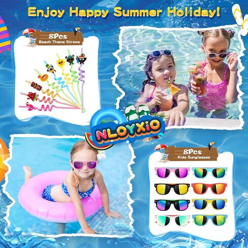 Pool Party Favors ، 112 PCS Summer Party Favors for Kids ، ولوازم زخارف الحفلات ، بما في ذلك قش هاواي ، وكرات الشاطئ ، والمزيد من ألعاب الصيف للبركة للأطفال الذين تتراوح أعمارهم in Saudi Arabia