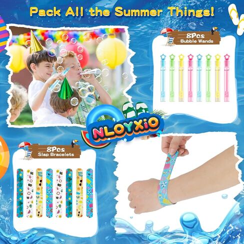 Pool Party Favors ، 112 PCS Summer Party Favors for Kids ، ولوازم زخارف الحفلات ، بما في ذلك قش هاواي ، وكرات الشاطئ ، والمزيد من ألعاب الصيف للبركة للأطفال الذين تتراوح أعمارهم in Saudi Arabia