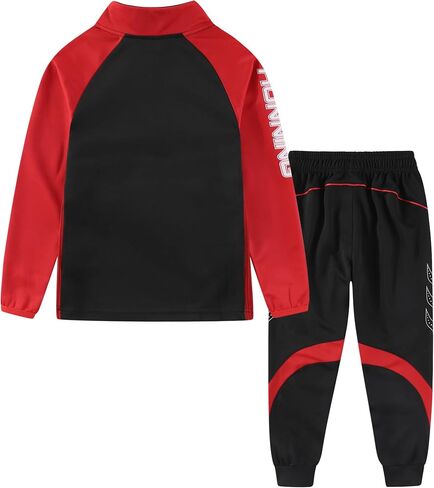 LUCKYLUAN Boys Girls 2 Piece Athletic Tracksuit Quater Zip Up Jogger Set Long Sleeve Sports Training Outfits in Kuwait