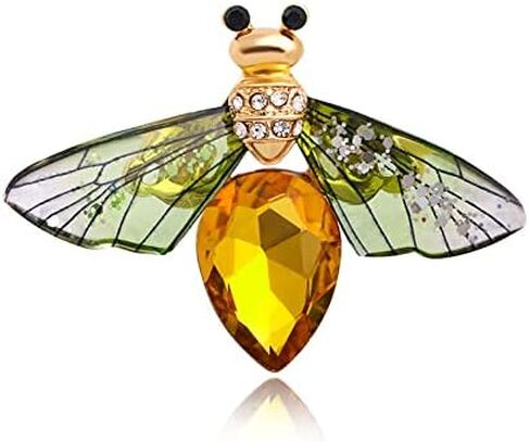 Colorful Rhinestone Bee Brooch Pin for Women Vintage Crystal Bumblebee Animal Insect Brooches Dainty Dress Accessories Wedding Jewelry Spring Gift (Crystal, Green) in Saudi Arabia