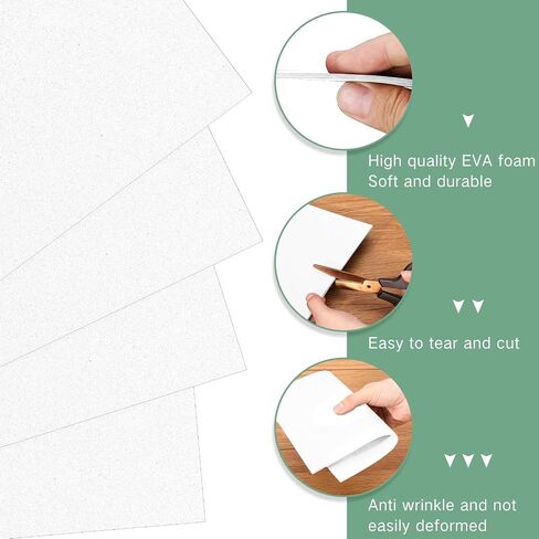innconee 20 pcs 3mm Eva Foam Foam Sheets for 3D Terbroidery Arts and Marters ، مشاريع DIY ، الخياطة اليدوية ، اللحف ، القبعات ، أزياء تأثيري ، الوسائد (أبيض ، 6 × 9 بوصات) in Kuwait
