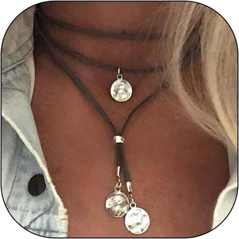 Boho Necklaces for Women Western Outfits Cowgirl Necklace for Women Trendy Handmade Boho Jewelry Leather Necklace Country Jewelry Gifts for Women in Kuwait