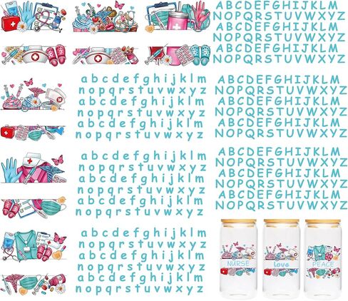 Teacher UV DTF Cup Wraps - 12 Sheet Custom Name UV DTF Transfer Stickers, School UVDTF Cup Wraps for Glass, Letter Waterproof Transfer Sticker, Appreciate Gifts in Saudi Arabia