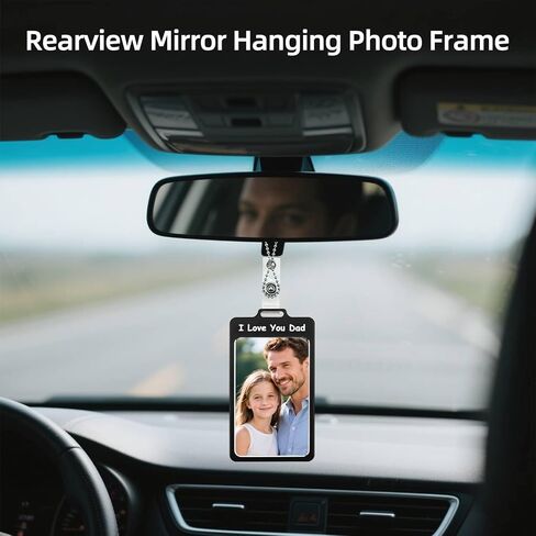 Car Rearview Mirror Hanging Metal Photo Frame, Drive Safe Cute Mini Picture Holder Frames, Car Rear View Mirror Decor Accessories (Black - Drive Safe) in Saudi Arabia