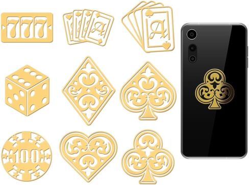 OLYCRAFT 9pcs 1.6x1.6 Inch Golden Metal Stickers Poker Metal Sticker Dice Self Adhesive Stickers Poker Theme Epoxy Sticker for DIY Scrapbooks Epoxy Resin Decoration in Saudi Arabia