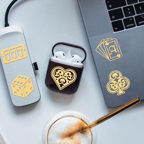 OLYCRAFT 9pcs 1.6x1.6 Inch Golden Metal Stickers Poker Metal Sticker Dice Self Adhesive Stickers Poker Theme Epoxy Sticker for DIY Scrapbooks Epoxy Resin Decoration in Saudi Arabia