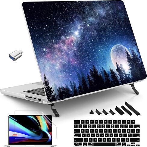Tuiklol for MacBook Pro 14 inch Case 2025-2021 Model A3434 M5 A3112 A3401 A3185 M4 /A2918 A2992 M3/A2779 M2/A2442 M1/Pro/Max Chip, Bracket Hard Shell Case with Screen Protector, Clear in Kuwait