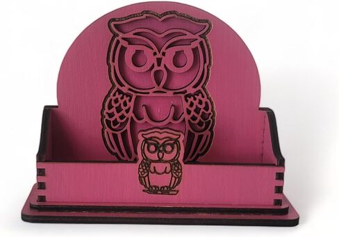 Owl Wood Business Card Holder, Elegant Desk Accessory and Organizer Multiple Colors (Slate) in Saudi Arabia