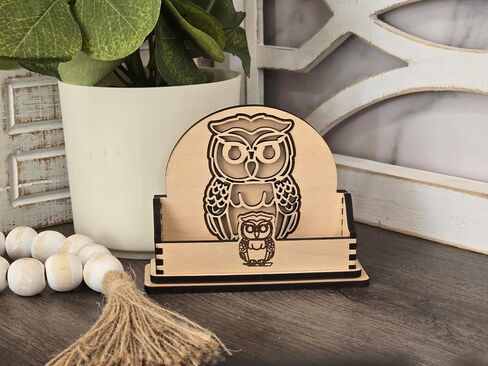 Owl Wood Business Card Holder, Elegant Desk Accessory and Organizer Multiple Colors (Slate) in Saudi Arabia