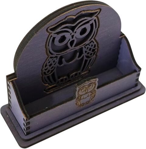 Owl Wood Business Card Holder, Elegant Desk Accessory and Organizer Multiple Colors (Slate) in Saudi Arabia