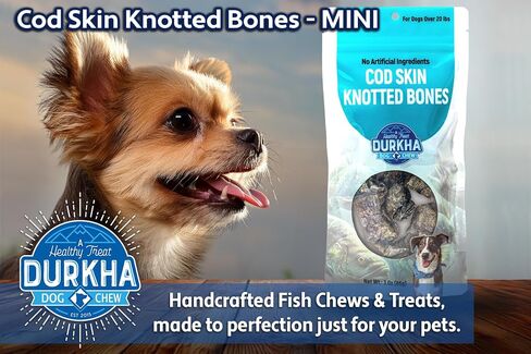 Durkha Cod Skin Conged Dogned Bone Dog - All -Natural ، مرتفعًا في أوميغا 3 ، لطيف على المعدة ، مملوءة بجبن الهيمالايا - ميني - 2 عبوة in Kuwait