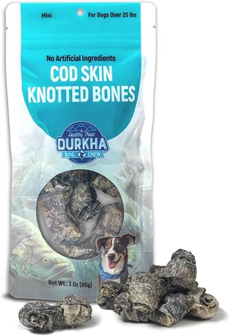 Durkha Cod Skin Conged Dogned Bone Dog - All -Natural ، مرتفعًا في أوميغا 3 ، لطيف على المعدة ، مملوءة بجبن الهيمالايا - ميني - 2 عبوة in Kuwait
