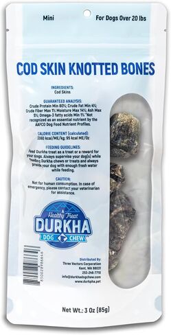 Durkha Cod Skin Conged Dogned Bone Dog - All -Natural ، مرتفعًا في أوميغا 3 ، لطيف على المعدة ، مملوءة بجبن الهيمالايا - ميني - 2 عبوة in Kuwait