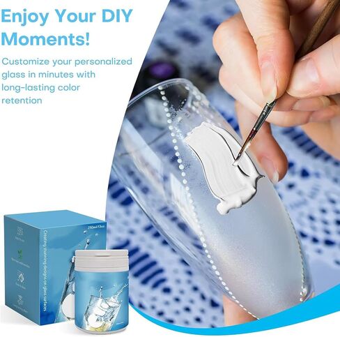 13oz Glass Etch Starter Cream Kit for Intricate Designs, DIY Art Craft Bundled with 3 Application Brushes, 1 Paper Tape, 1 Nitrile Gloves, 1 Silk Screen Label, Perfect for Mirrors, Windows, Glassware in Kuwait