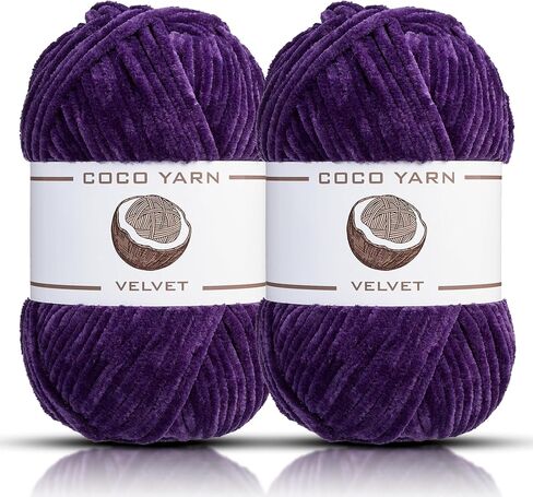 2 Pack Velvet Yarn for Crocheting – CocoYarn - Chenille Chunky Yarn for Hand Knitting, Fluffy Soft Plush Amigurum Bulky Baby Blanket Yarn for Crochet 100g (Green-60) in Saudi Arabia
