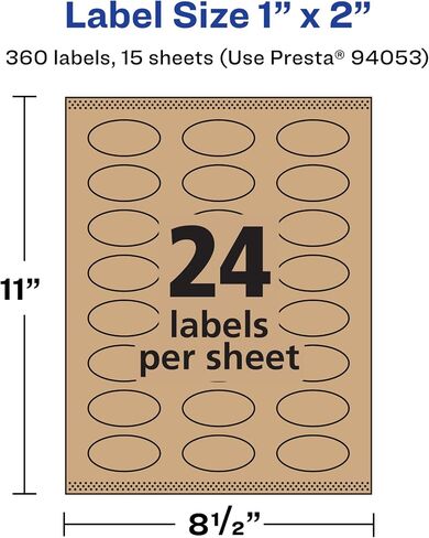 Avery Kraft Brown Oval Labels - 360 Sure Feed, 1" x 2", Print-to-The-Edge, Laser/Inkjet Printable in Saudi Arabia