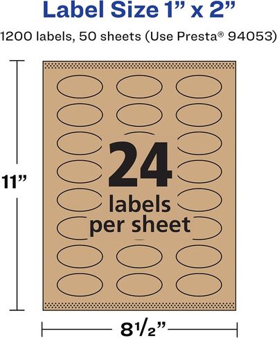 Avery Kraft Brown Oval Labels - 360 Sure Feed, 1" x 2", Print-to-The-Edge, Laser/Inkjet Printable in Saudi Arabia
